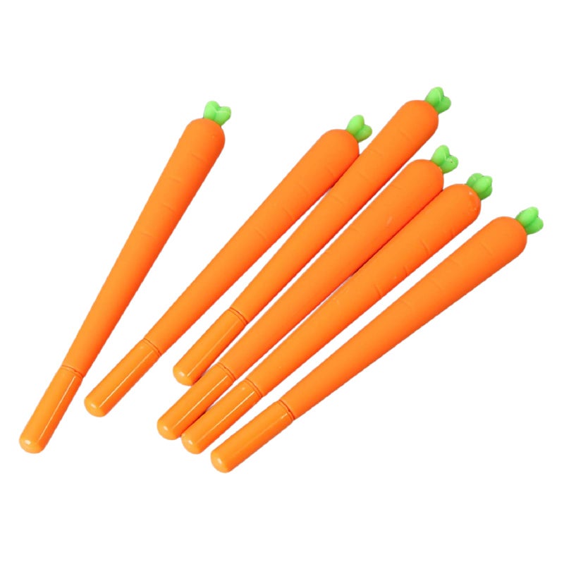 Halloluck 24 Pcs Carrot Gel Ink Pen Cute Silicone Roller Ball Pen for Office Supplies,Drawing Pen Gifts Stationery Supplies - Image 1